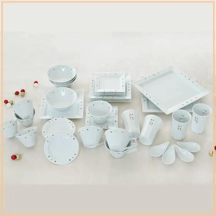 【波佐見焼】水晶カラフルスクエア プレート ボウル スープマグ 含む 34点セット 食器 皿 【丹心窯】 [AB11] 波佐見焼 食器