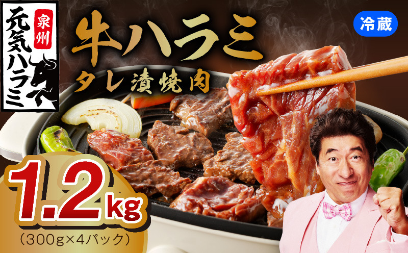 G1803 【冷蔵配送】牛ハラミ肉 焼肉用 味付け 1.2kg【小分け 300g×4P 牛肉 焼肉用 焼くだけ 小分け BBQ やきにく】