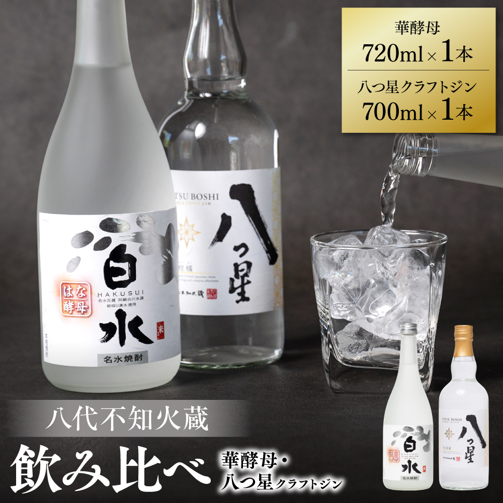 八代不知火蔵 白水 華酵母 720ml 八つ星 和柑橘 クラフトジン 700ml 各1本 (計2本) 瓶 お酒 アルコール 贈り物