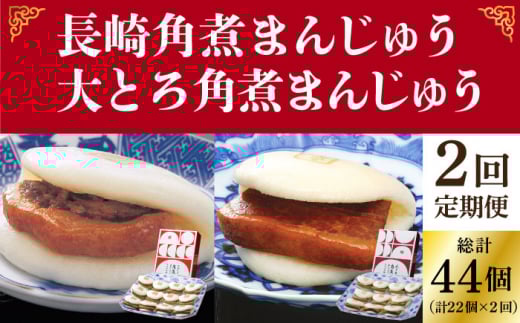 【2回定期便】長崎角煮まんじゅう 12個入 （箱）・大とろ角煮まんじゅう 10個入 （箱）《小値賀町》【岩崎本舗】 角煮まん 角煮 豚角煮 簡単 冷凍 おやつ ギフト 中華 長崎 [DBG046]
