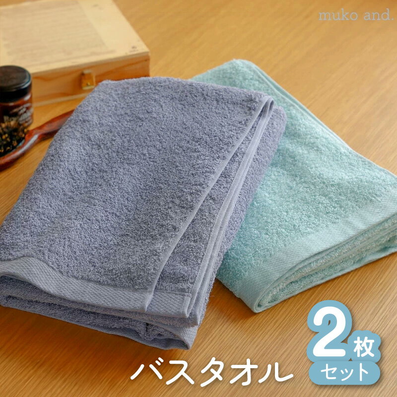 【ふるさと納税】タオル ムコタオル バスタオル 2枚 セット デイリー ラベンダーグレー アクアマリン 少し薄手 普段使い 吸水性 優しい肌触り 綿100％ 乾きやすい 日用品 お取り寄せ 関西 泉佐野市 送料無料