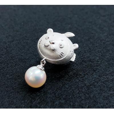 ふるさと納税 愛南町 愛南町ご当地キャラクター「なーしくん」のアコヤ真珠付ピンブローチ