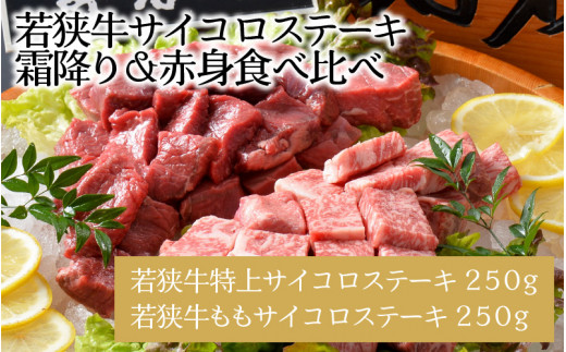 
若狭牛サイコロステーキ食べ比べセット 霜降り＆赤身 計500g 【お試し用】 [B-1851]
