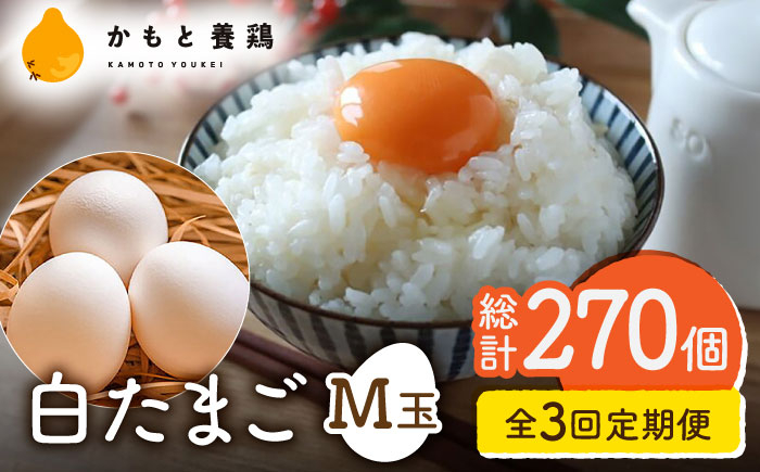 
【全3回定期便】白たまご M玉 90個（85個＋5個割れ保証）【農事組合法人 鹿本養鶏組合】 [ZCA006] 鶏卵 玉子 たまごかけご飯
