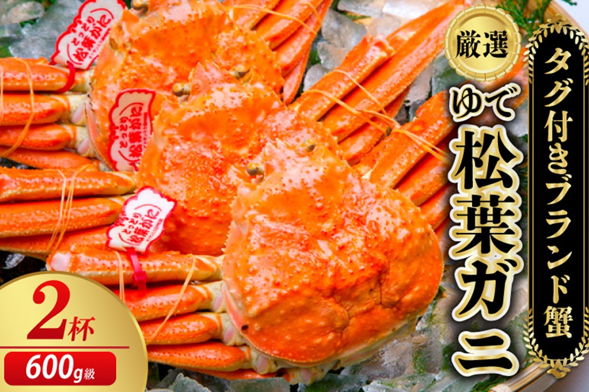 【厳選！！タグ付きブランド】茹で松葉かに 鮮度抜群、釜茹でにてお届け！！ 600g級×2杯（日本海山陰西部産） 松葉蟹 ズワイガニ 国産 海産物 甲殻類 かに ずわいがに 松葉かに 茹で ボイル 京都