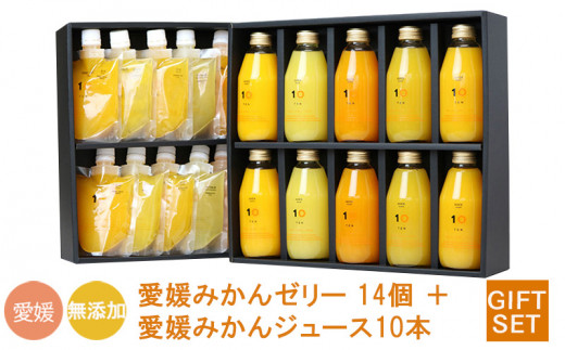 【ジュース10本ハンディゼリー14個】愛媛みかん 果汁100% ストレートジュースとゼリーのギフトセット 10 FACTORY |みかん 柑橘 手提げ袋付 オレンジ 国産 贈答 内祝い お返し お見舞い お供え お中元 お歳暮 プレゼント 愛媛 松山