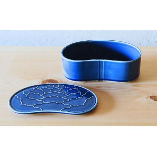 有田焼 ルリ釉 繭型蓋物【ARITAYAKI-STORE】食器 うつわ ハレの日 めでたい おもてなし おせち 高級食器 ハンドメイド A20-538_イメージ4