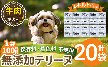 a1084-F ＜保存料・着色料 不使用＞愛犬用無添加テリーヌ レトルトパック 牛テリーヌ20袋(1袋約100g・合計約2kg)【Nフードサービス】姶良市 牛 テリーヌ 犬 ドッグ ペット フード エサ レトルト おやつ ごはん ご飯 間食 ご褒美