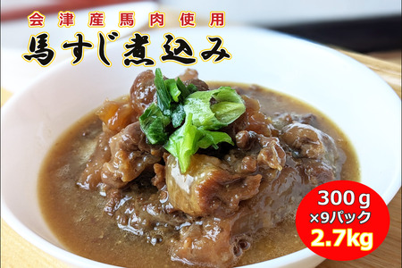 【会津産馬肉使用】馬スジ煮込み 2.7kg（300g×9パック）｜馬すじ 馬肉 馬スジ 馬肉 馬すじ 馬肉 馬スジ 馬すじ 馬肉 馬スジ 馬すじ 馬肉 煮込み 小分け 小分 パック 真空パック 総菜 おかず おつまみ 冷凍
