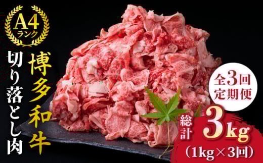 【全3回定期便】A4〜A5ランク 博多和牛 切り落とし 1kg （250g×4P） 切り落し《糸島》【糸島ミートデリ工房】 [ACA189] 和牛 牛肉 牛丼 BBQ すき焼き 焼きしゃぶ 肉じゃが 小分け 国産 定期便