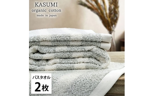 ＜バスタオル2枚組＞オーガニックコットンバスタオル(60×120cm)  かすみGR [№5385-1018]