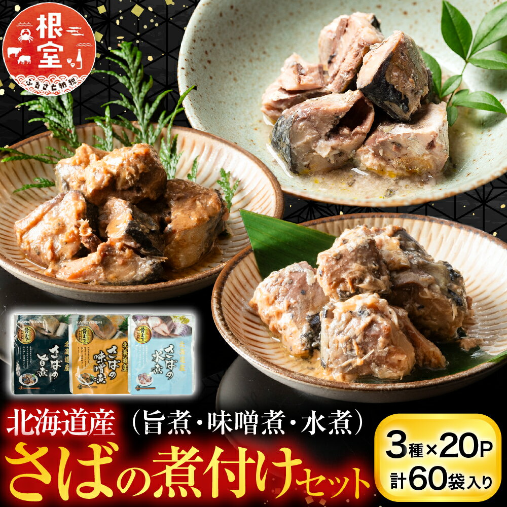 【ふるさと納税】 さば煮付けセット ( 3 種・各 20P ) 鯖 サバ 魚 さかな サカナ お取り寄せ グルメ 海鮮 サバ缶 さば缶 水煮 缶詰め 旨煮 味噌煮 おかず ご飯のお供 北海道 根室市 ふるさと納税 C-09025