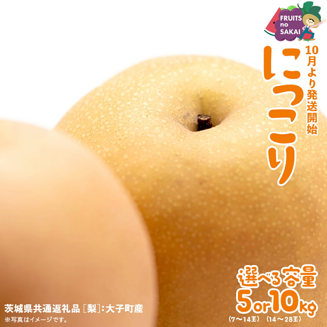 【ふるさと納税】＼ 選べる内容量 ／ にっこり 梨 5kg （7～14玉）/ 10kg （14～28玉）【2025年10月より発送開始】（茨城県共通返礼品 [梨]：大子町産） なし 旬 お取り寄せ フルーツ 甘い ジューシー 和梨 時期