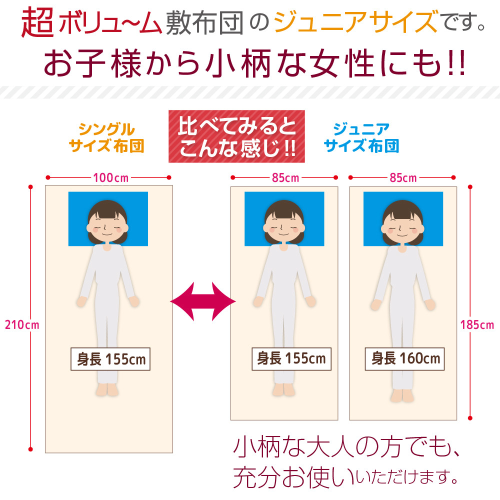 極厚 敷布団 ジュニアサイズ 日本製 抗菌防臭