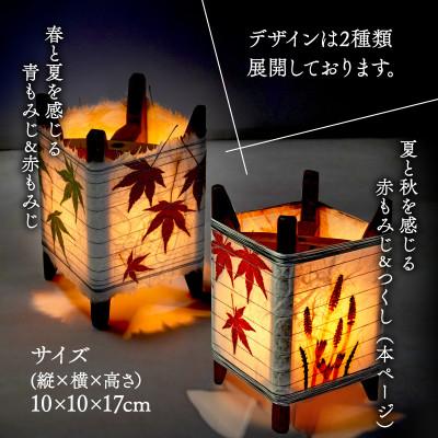 ふるさと納税 与謝野町 押し花雲龍和紙ランプ (赤もみじ&つくし) 和風インテリアにおすすめのランプシェード |  | 02