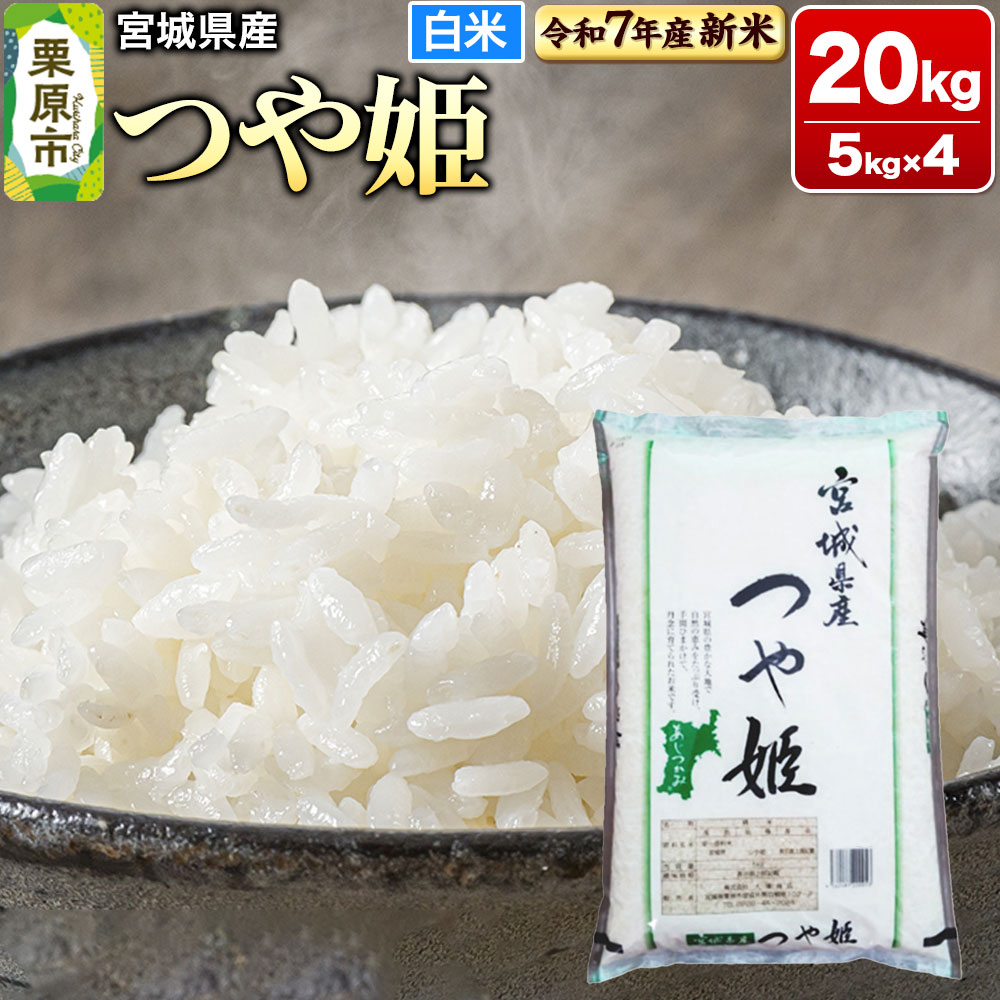 【ふるさと納税】【新米受付】【令和7年産・白米】宮城県産 つや姫 20kg (5kg×4袋)