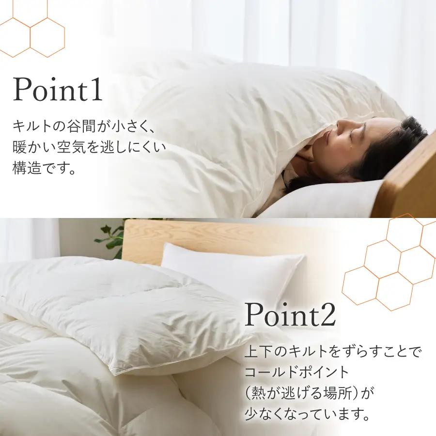 本掛けふとん 【甲州羽毛ふとん】限定品 亀甲二層式ポーランドホワイトマザーグースダウン95％（ダブル）ホワイト 掛け布団