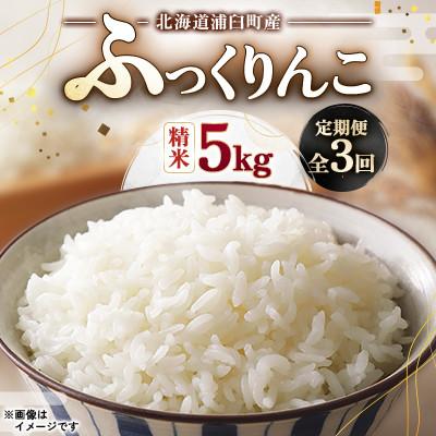 ふるさと納税 浦臼町 【毎月定期便】浦臼町産　ふっくりんこ(精米)5kg　特A　お米全3回
