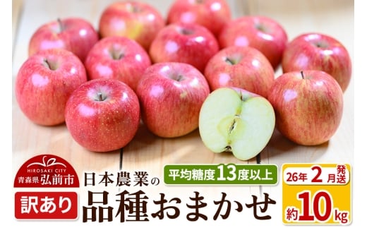 【26年2月発送】りんご 平均糖度13度以上！ 品種おまかせ 約10kg 訳あり 青森 果物 フルーツ 林檎 リンゴ くだもの 不揃い 規格外