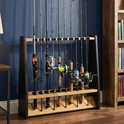 ふるさと納税 横手市 WOOD WORKS ロッドスタンド19本掛け　ライトブラウン×ブラックウッド |  | 01