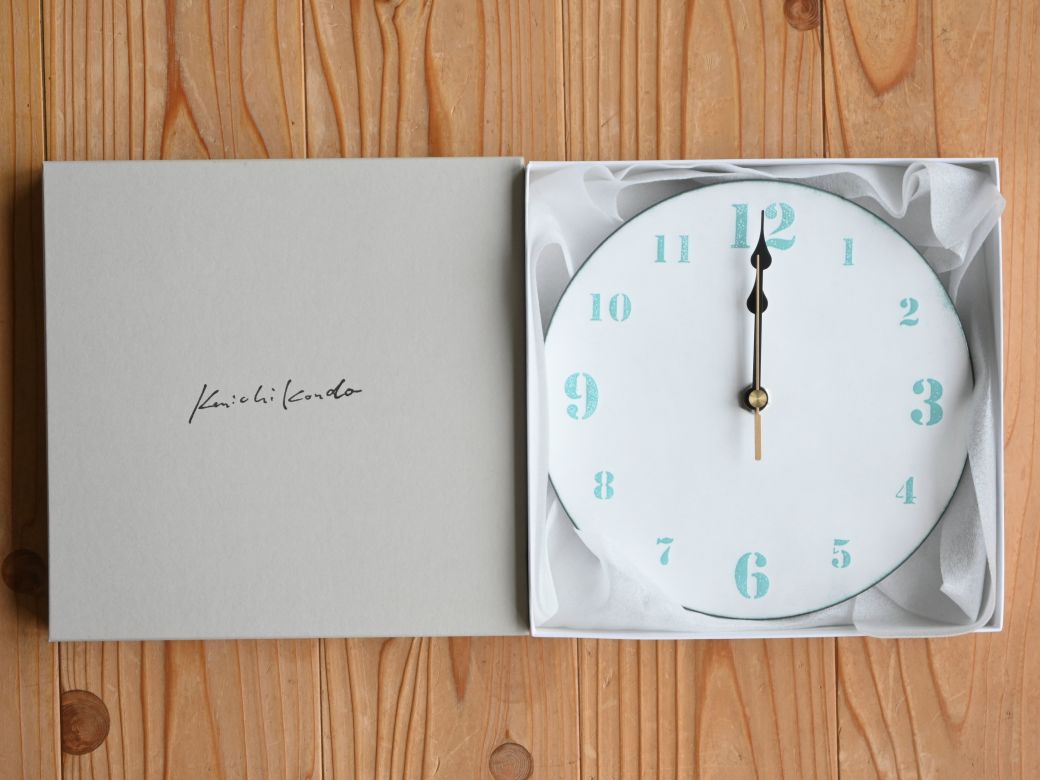 時計 壁掛け時計 文字盤M七宝／白地に水色文字