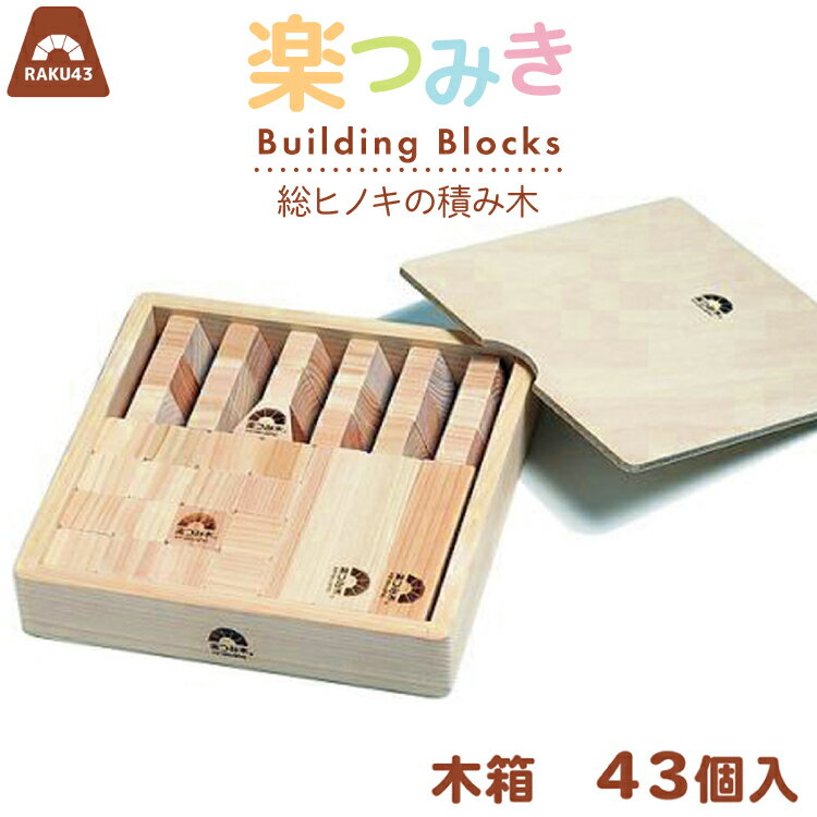 【ふるさと納税】積み木 日本製 楽つみ木 43個入 木箱 [木楽舎 山梨県 中央市 21471044] 知育 脳トレ 木製 遊び