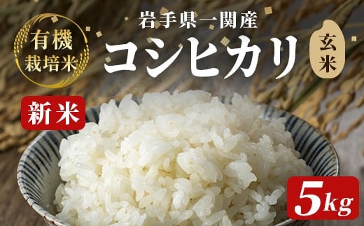 令和7年産 新米 有機栽培米 コシヒカリ 5kg【玄米】