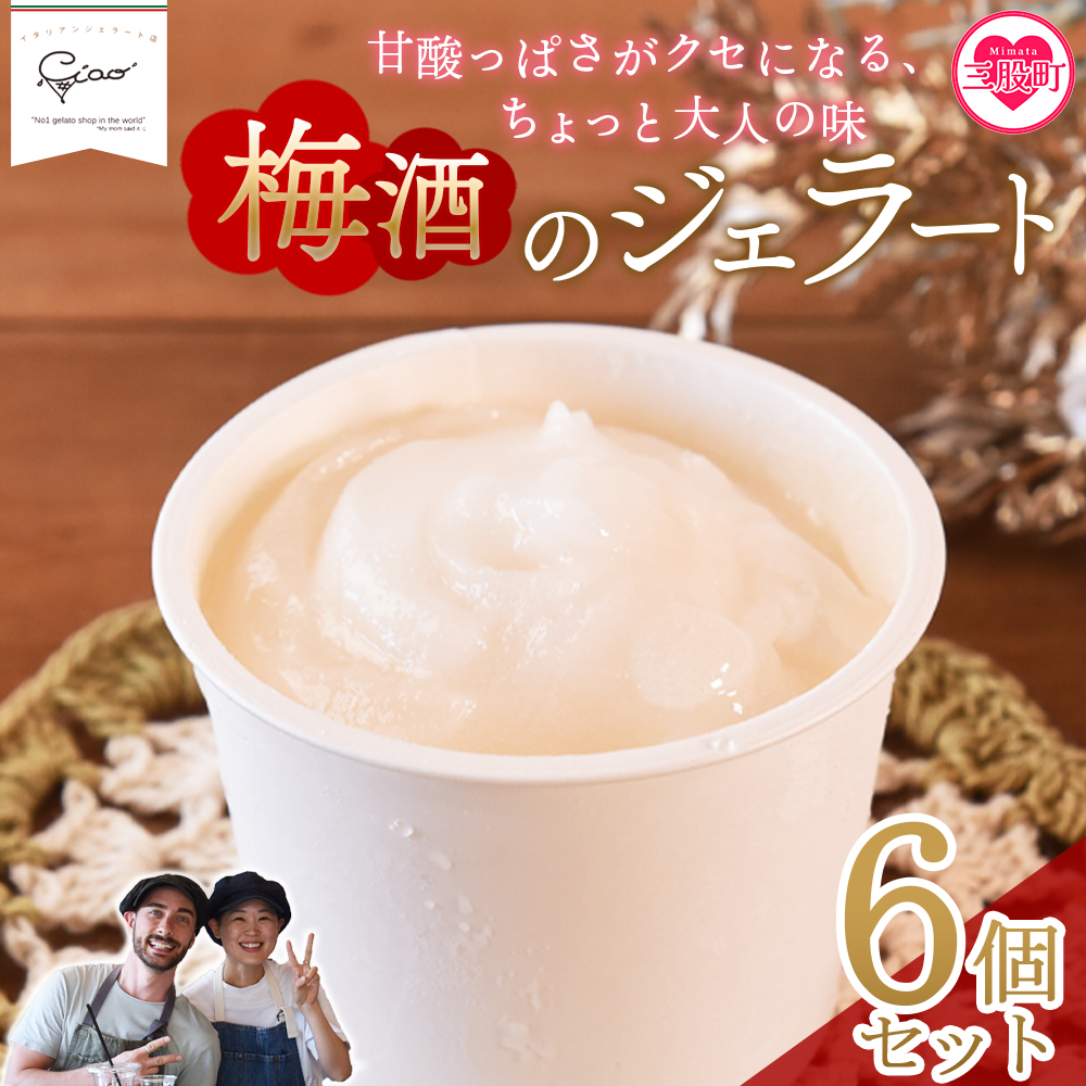 ＜梅酒のジェラート 6個セット＞ フレーバー お酒入り 3% 5% アルコール うめ スイーツ アイス ヘルシー おやつ 菓子 お菓子 洋菓子 デザート 氷菓 お楽しみ プレゼント ギフト 贈答用 酒 梅 大人の贅沢 シャーベット【MI616-ci】【Ciao Gelateria】