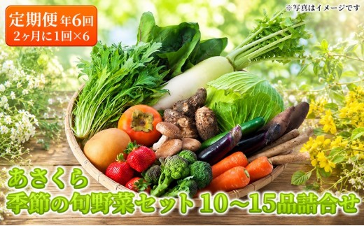 
定期便 野菜セット 年6回 2か月に1回×6回 おまかせ 10～15種 旬 朝倉市産 配送不可 離島
