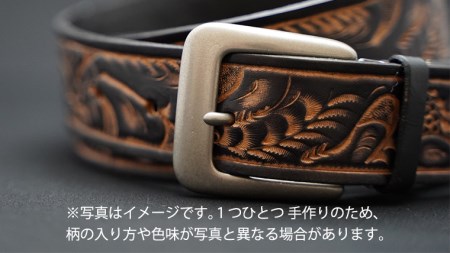 牛革 ベルト (黒色かすれ染め) 【太さ35mm、厚さ3.5mm、長さ120cm】 父の日 [BE005ya]