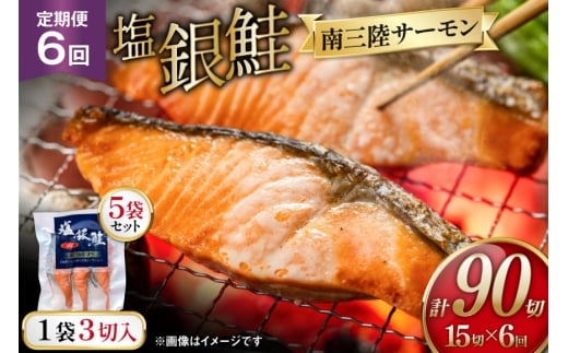 6回 定期便 塩銀鮭パック 3切×5袋×6回 総計30袋 [たみこの海パック 宮城県 南三陸町 m304amh560086] 鮭 切り身 サーモン 銀鮭 塩銀鮭 シャケ 切身 さけ サケ 国産 小分け 個包装 冷凍 