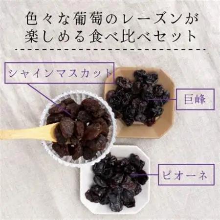 シャインマスカット 巨峰 ピオーネ のレーズン 30g×3袋 食べ比べセット 無添加、砂糖不使用【1508439】