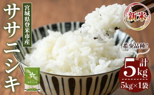 ≪令和7年産 新米≫ ササニシキ 5kg (5kg×1袋) 登米市産 お米 おこめ 米 コメ ささにしき 白米 ご飯 ごはん おにぎり お弁当 【登米ライスサービス株式会社】tm148