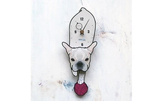 D-58T1 白ブルドッグ-犬の振り子時計テニスボール C-CD-058A