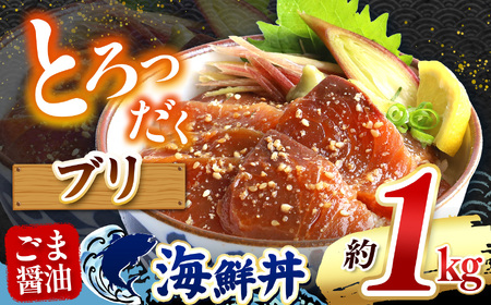 "とろだく” ごま醤油 海鮮丼 ブリ 約 1kg | 熊本県 和水町 くまもと なごみ 魚 海鮮 肥後 海鮮丼 スライス 冷凍 漬け さかな 漬け丼 小分け 数量限定 人気 熊本県 熊本