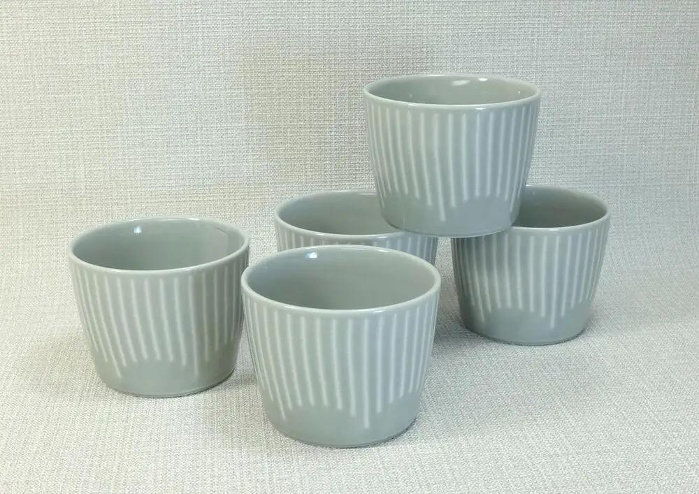 【波佐見焼】225mlのカップ5個組  花ふわりグレー 【西海陶器】 5 30593｜波佐見焼 陶器