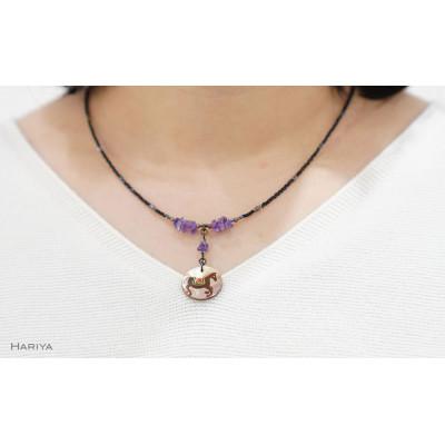 ふるさと納税 加賀市 左馬蒔絵 黒蝶貝ペンダント アメジスト |  | 01