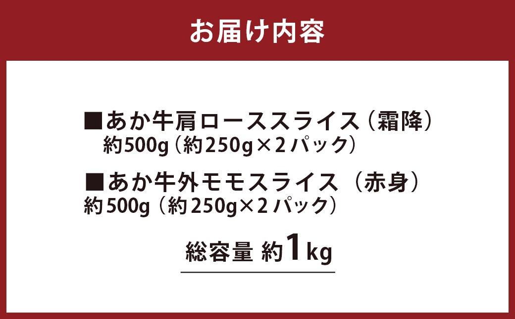 熊本県産和牛 あか牛 切り落とし 約1kg（霜降と赤身のお試しセット）