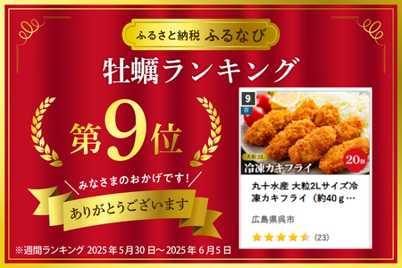 冷凍カキフライ 2L  40ｇ×20粒 牡蠣 かき 広島 カキフライ 