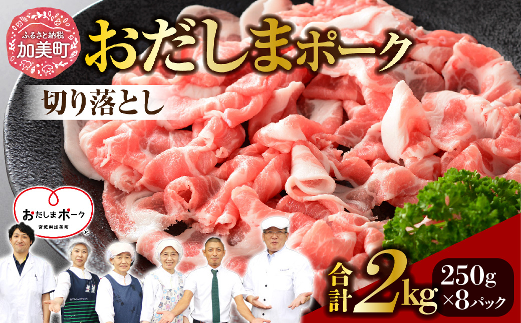 豚肉 切り落とし 2kg ( 250g ×8パック) おだしまポーク   [関精肉畜産 宮城県 加美町 ss-opko02] 肉 国産 冷凍 小分け 小間切れ 宮城県産 ブランド豚