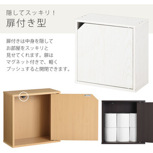 【完成品でお届け】木製収納ボックス〔薄型タイプ・扉付きタイプ〕（ホワイト）キューブボックス 扉付き カラーボックス スリム 本棚 本 漫画 コミック 小物 収納 CD DVD 収納ボックス キューブラ