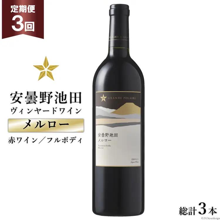 定期便 3回 赤ワイン サッポロ グランポレール 安曇野池田ヴィンヤード 「メルロー」 750ml 総計 3本