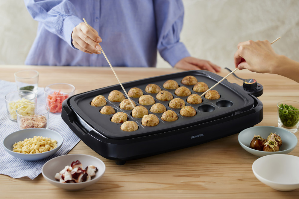 網焼き風ホットプレート 3枚焼き IHA-A30-B ブラック アイリスオーヤマ