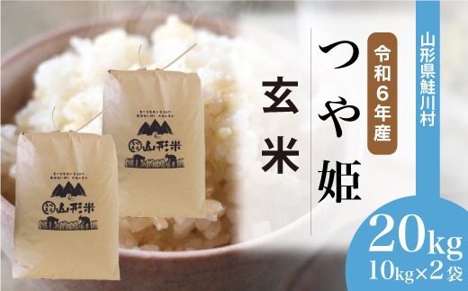 ＜令和6年産米＞令和6年12月下旬発送　特別栽培米 つや姫 【玄米】 20kg （10kg×2袋） 鮭川村