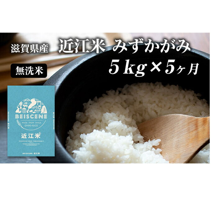 【ふるさと納税】【定期便】令和7年産新米 5kg×5ヶ月 近江米 みずかがみ 無洗米 滋賀県豊郷町産 お米 こめ コメ 米 おこめ 白米 5回 お楽しみ 　お届け：ご入金の翌月中旬に出荷いたします※2025年10月より順次出荷開始