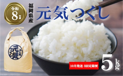 【 期間限定!! 寄付額改定!!】令和8年産先行予約！初回2026年10月発送 元気つくし  5kg  ／ 3回定期便 ふるさと納税限定 ふるさと納税限定品 お米 米 白米 食品 ご飯 飯 九州 福岡県 川崎町