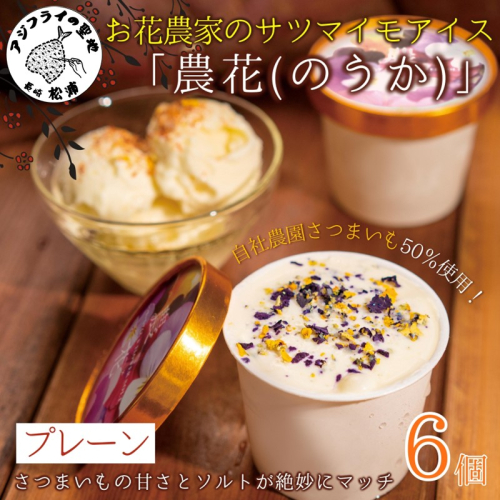 お花農家のサツマイモアイス「農花(のうか)」プレーン6個エディブルフラワーソルト付き【B1-168】