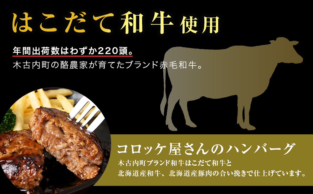 【木古内町のコロッケ屋さん】★10月上旬以降順次発送★はこだて和牛　みそぎの郷ハンバーグ130g×5個　ハンバーグソース3個
