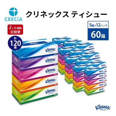 【2ヶ月連続定期便】ティッシュペーパー クリネックス 60箱 [No.5704-0584]