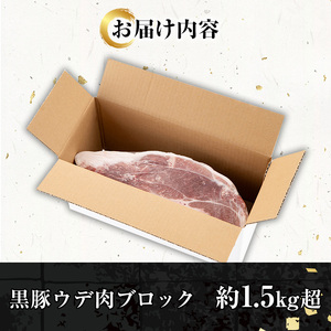☆塊肉☆金の桜黒豚 ウデ肉 ブロック 1.5kg超え 鹿児島県産 黒豚 豚肉 ブロック肉 塊肉 とんかつ【A-2000H】